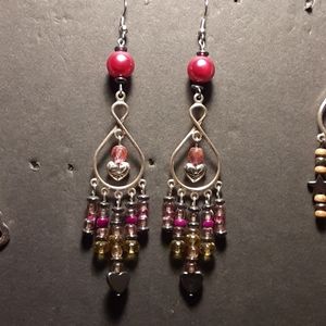 NEW PAIR Hand beaded chandelier earrings